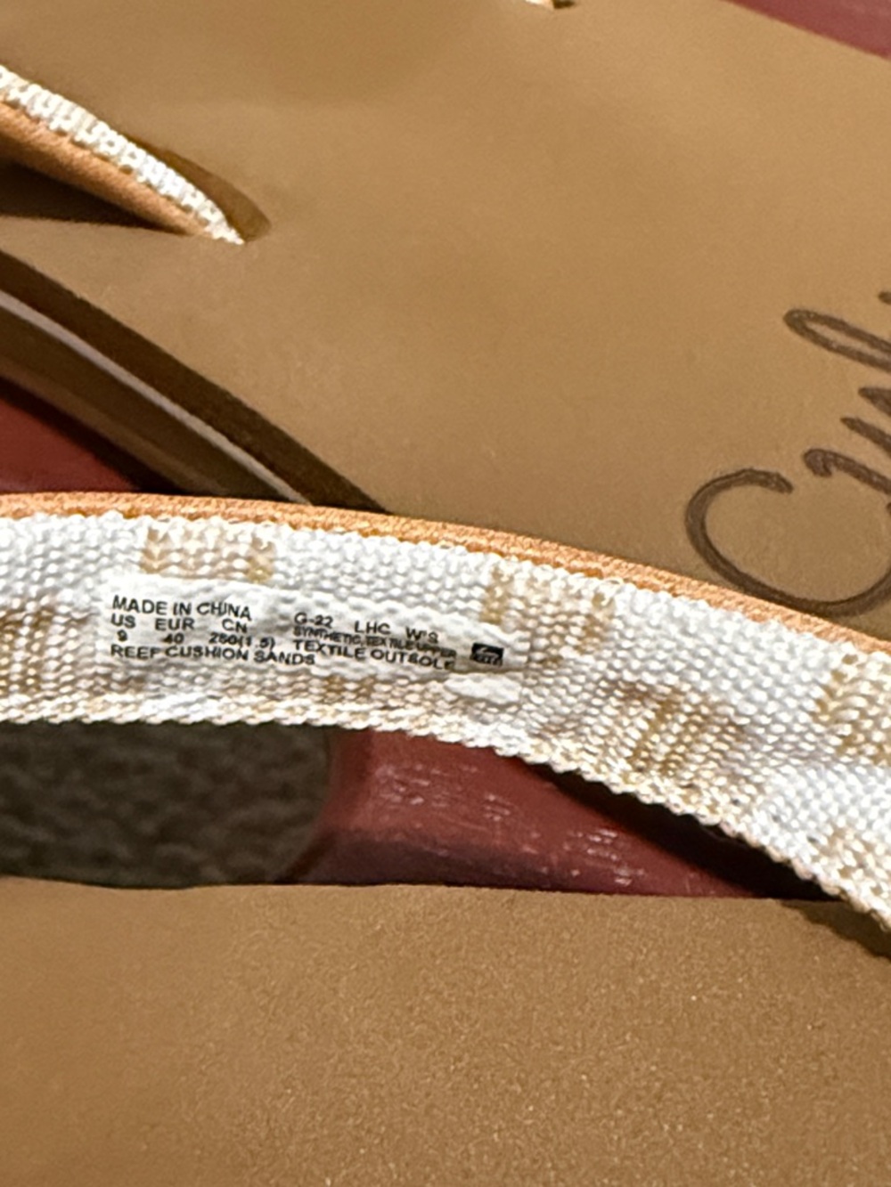 Reef Leather Flip Flops in Tan and Cream - Picture 6 of 6